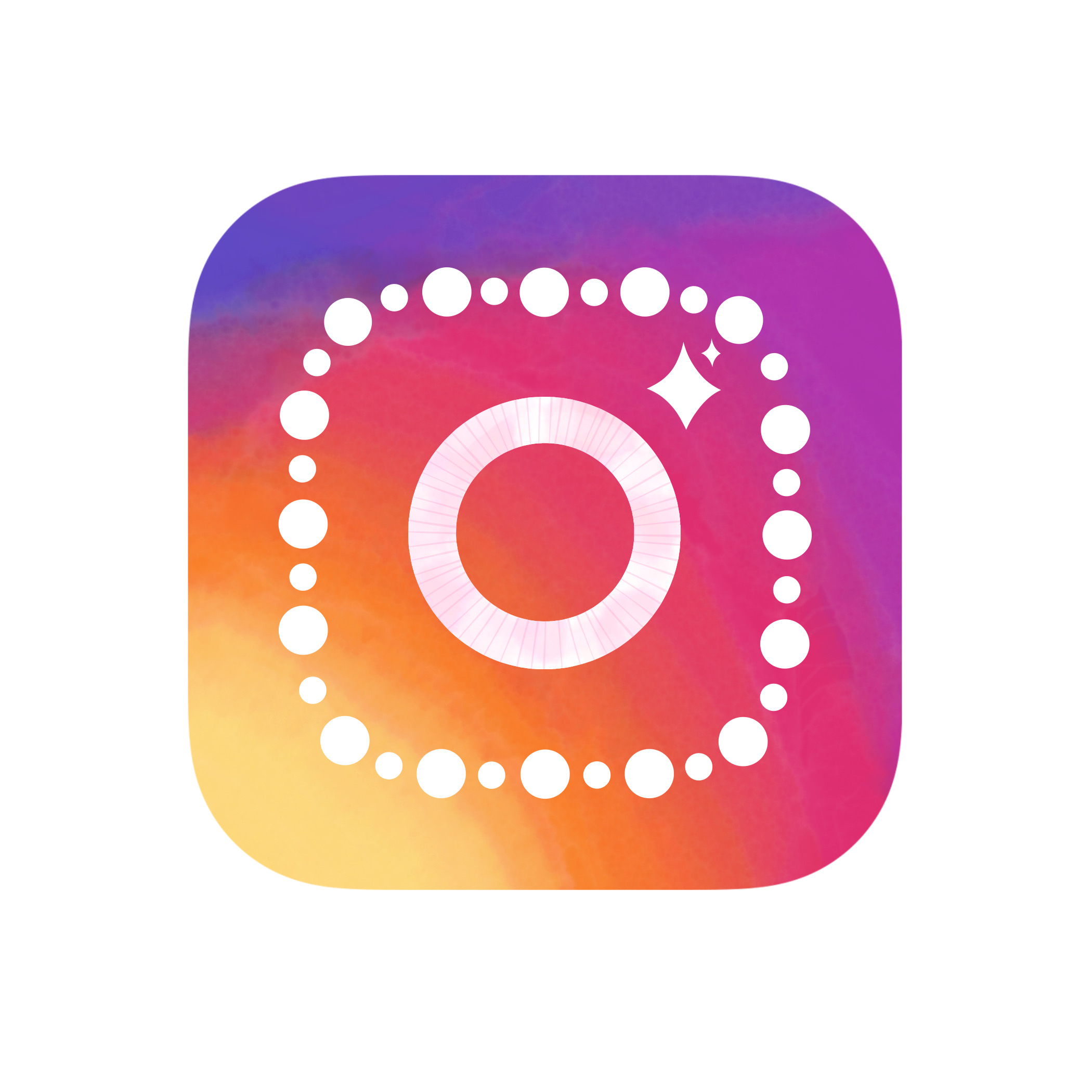 Instagram watercolor icon with sparkles